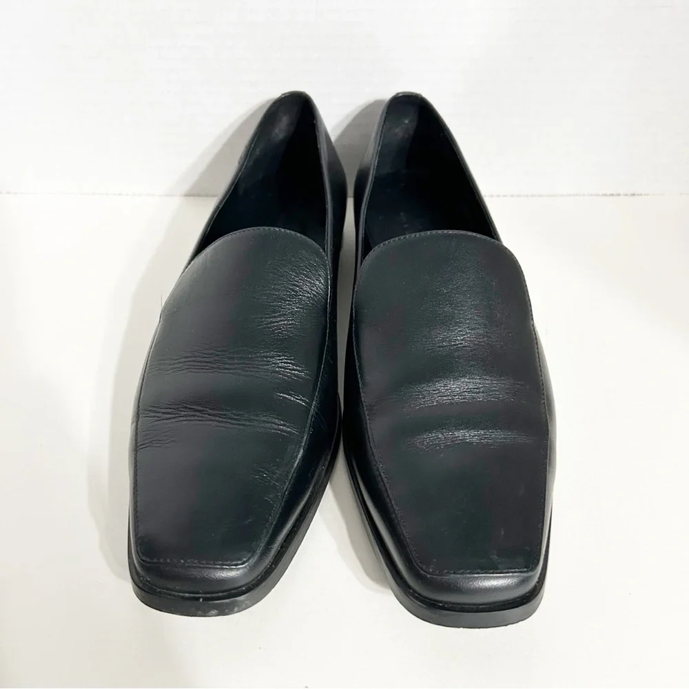 Everlane The 90's Black Leather Square Toe Round Heel Loafers Flats Size 9.5
